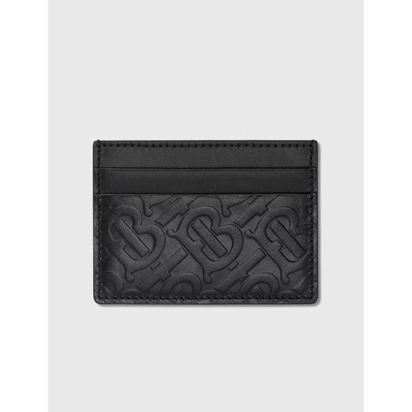 Authentic Burberry Sandon Tb Monogram Leather Card Case In Black - Picture 1 of 12
